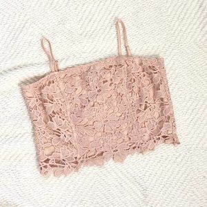 She + Sky Light Pink Lace Crop Top, Large NWT